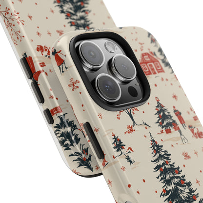 Winter Village Holiday Tough iPhone Case — Vintage Holidays & Snow Scene