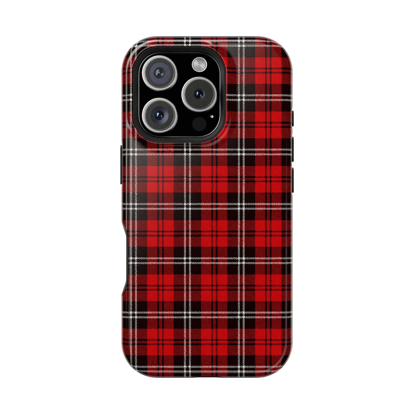 Red Tartan Plaid Impact-Resistant iPhone Case | MagSafe compatibility  Shamo's iPhone 16 Pro / Glossy