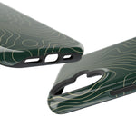 Topographic Green Magnetic Impact-Resistant iPhone Case | MagSafe compatible