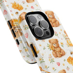 Honey Teddy Bear iPhone Case — Yellow Bee & Honey Pot Design with MagSafe