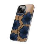 Navy Floral Tough iPhone Case — Durable Protective Case with Blue Flowers on Kraft Background  Shamo's