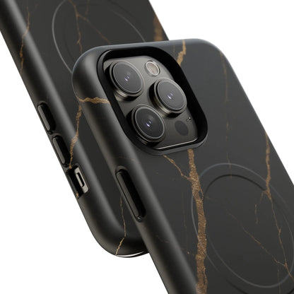 Black & Gold Marble iPhone Case with MagSafe