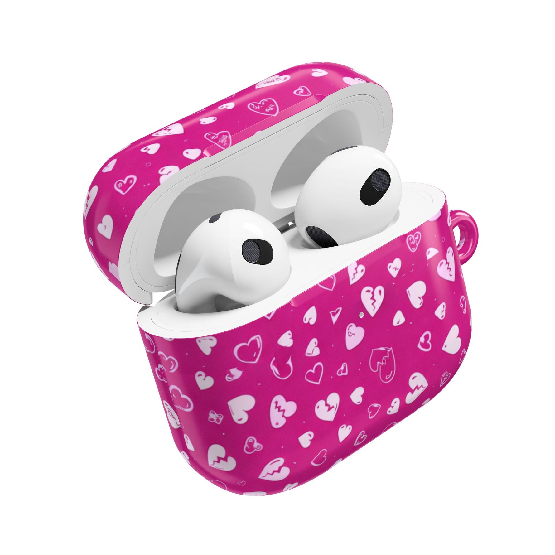 Pink Broken Heart Pattern AirPod Case — Cute Valentine Protective Charging Case