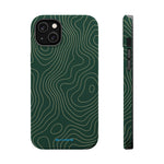 Topographic Green Magnetic Impact-Resistant iPhone Case | MagSafe compatible  Shamo's iPhone 14 Plus / Matte