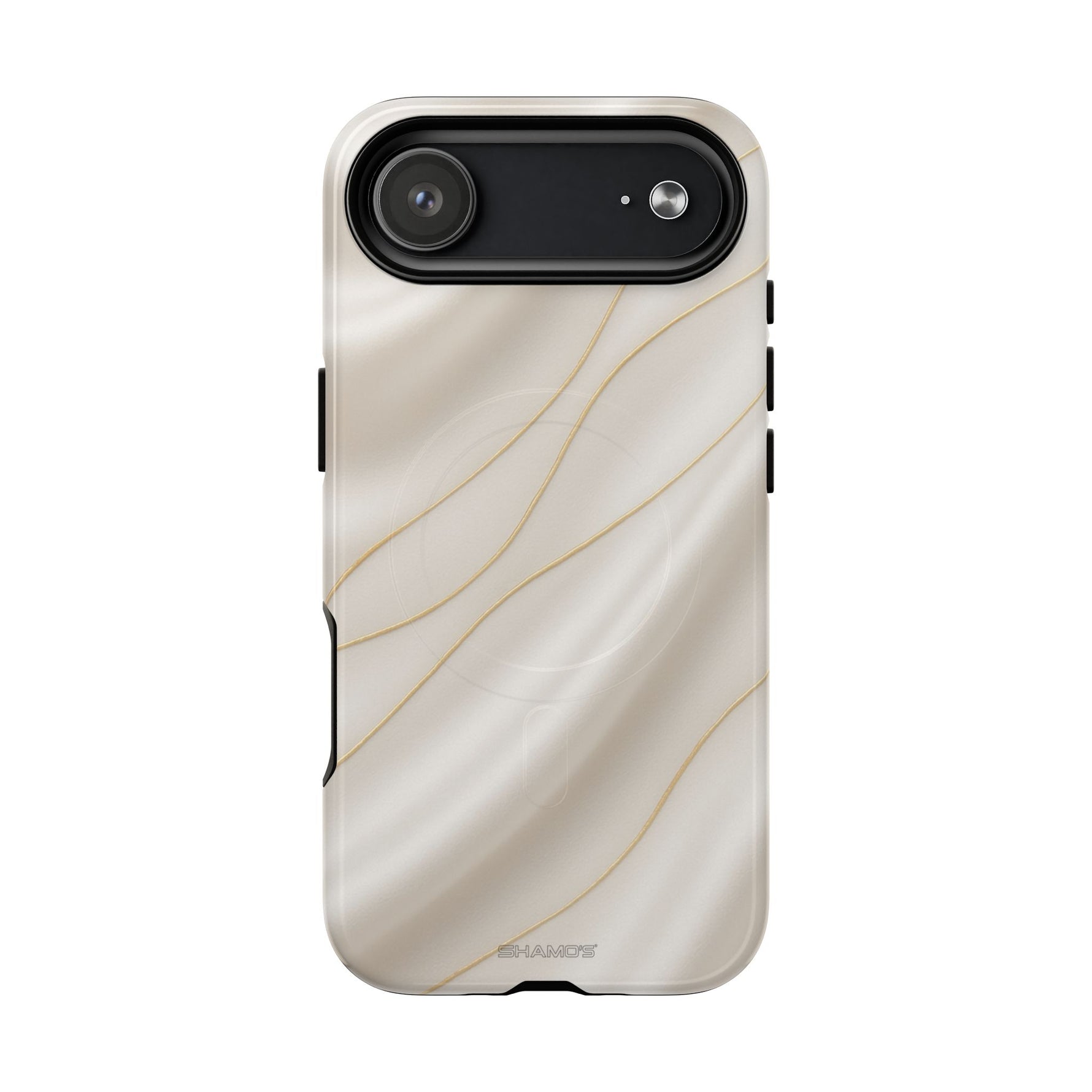 White Silk Gold Luxury iPhone Case with MagSafe - iPhone 17 Air / Glossy - Shamo's