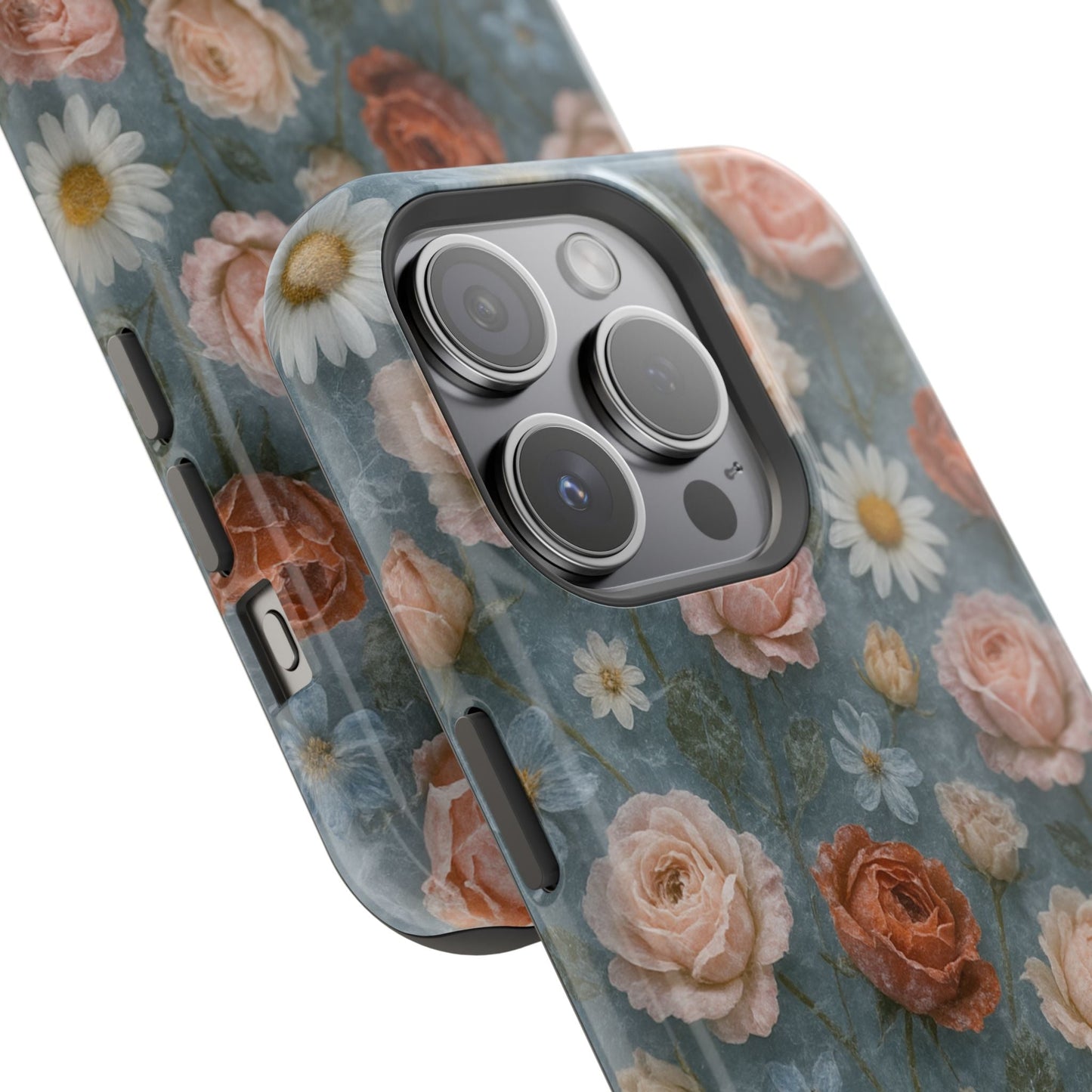 Frozen Floral Vintage Roses & Daisies iPhone Case with MagSafe compatibility  Shamo's
