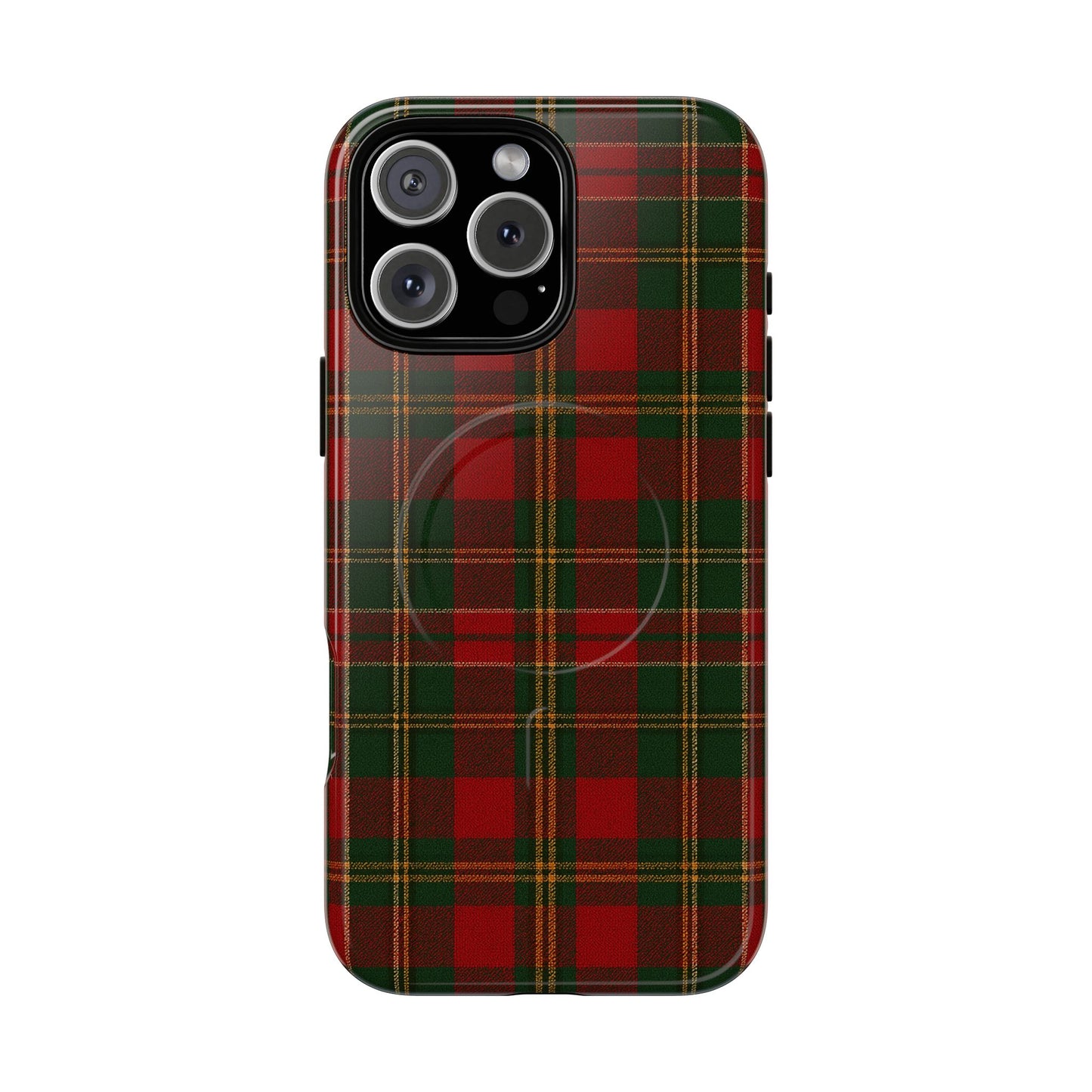 Plaid Holiday iPhone Case — Red & Green Tartan (MagSafe compatible)