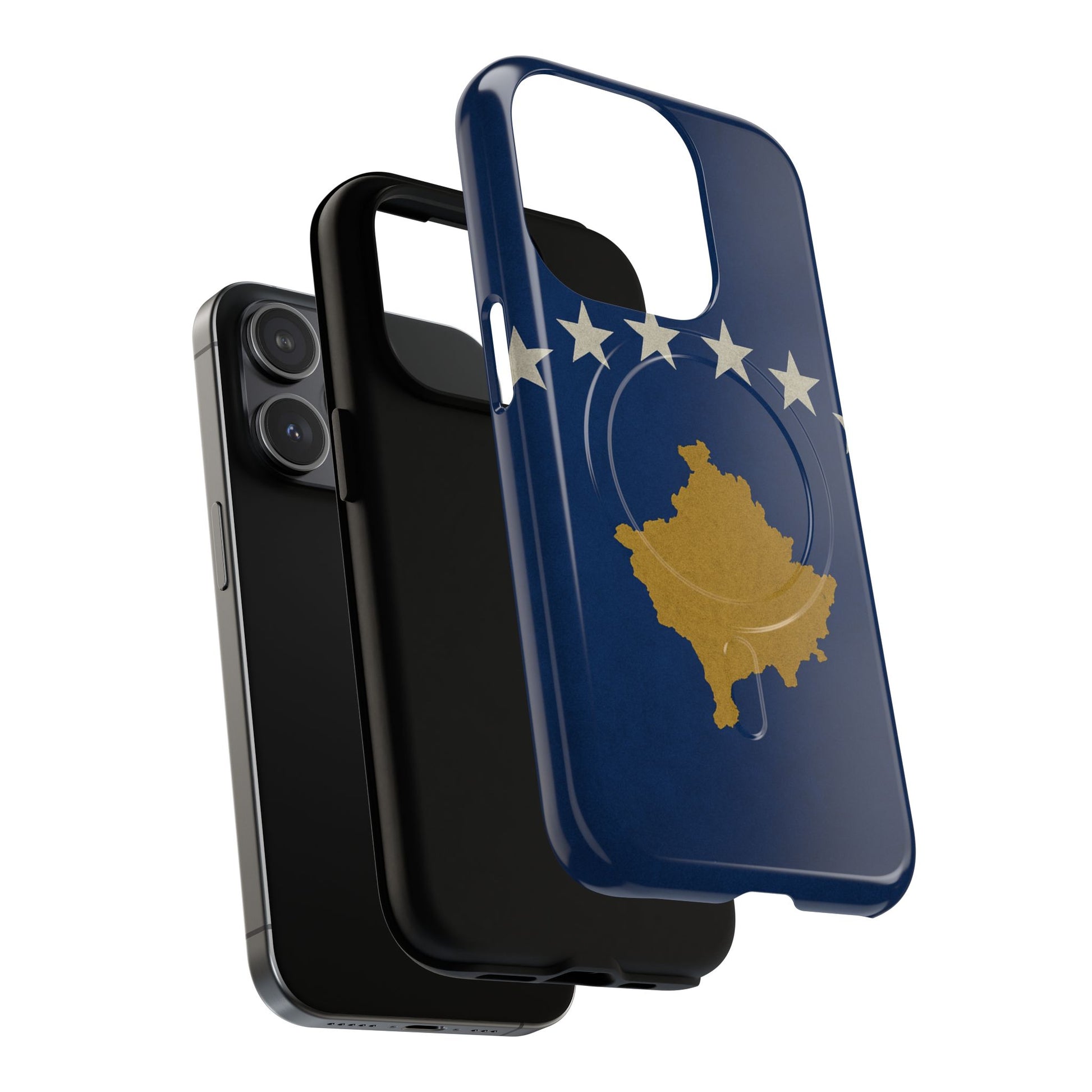 Kosovo Flag Tough iPhone Case — Navy Blue Stars & Gold Map (MagSafe compatible)  Shamo's