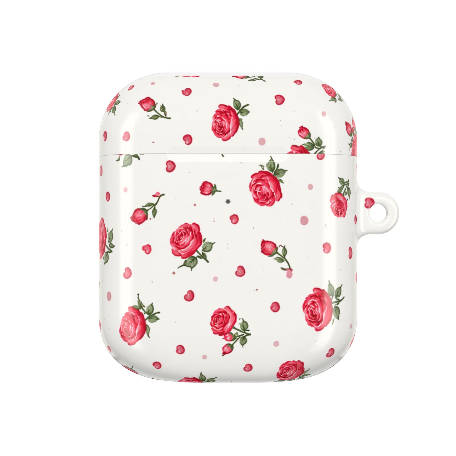 Floral Rose Pattern AirPod Case — Vintage Pink Rose Protective Cover - AirPods Gen 2 / White / Glossy - Shamo's