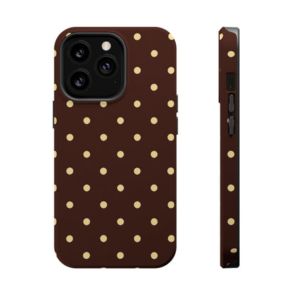 Polka Dot iPhone Case — Brown & Cream Protective Cover with MagSafe compatibility