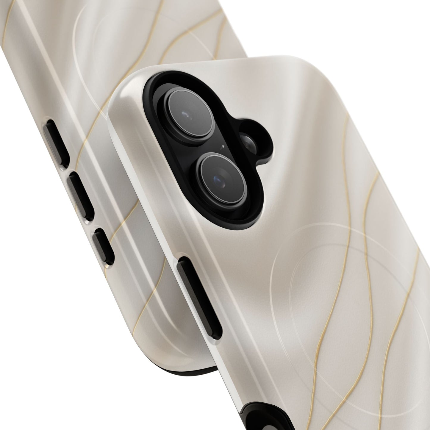 White Silk Gold Luxury iPhone Case with MagSafe