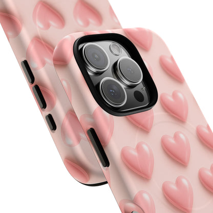 Baby Pink Pearl Hearts 3D iPhone Case | MagSafe