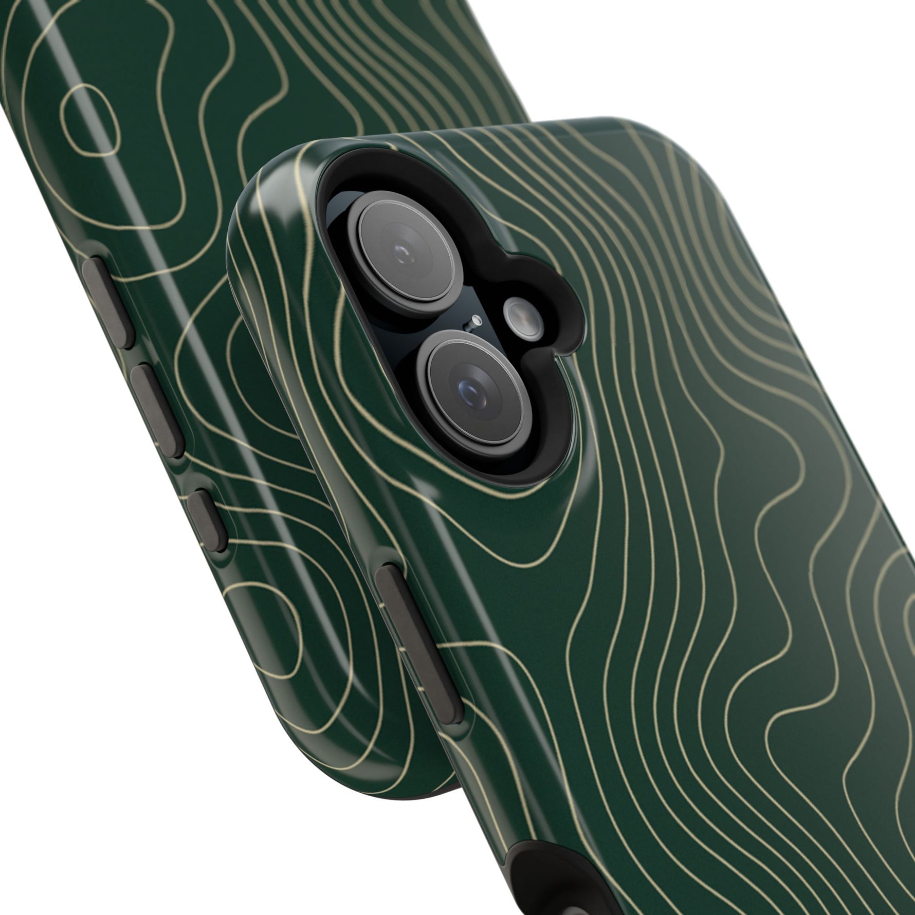 Topographic Green Magnetic Impact-Resistant iPhone Case | MagSafe compatible