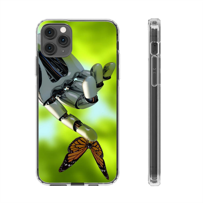 Clear Phone Cases with Robotic hand and Butterfly theme