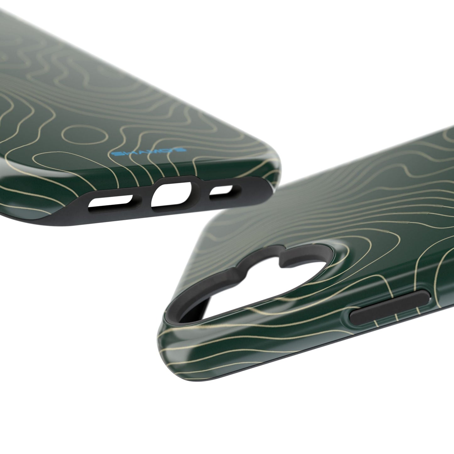 Topographic Green Magnetic Impact-Resistant iPhone Case | MagSafe compatible  Shamo's