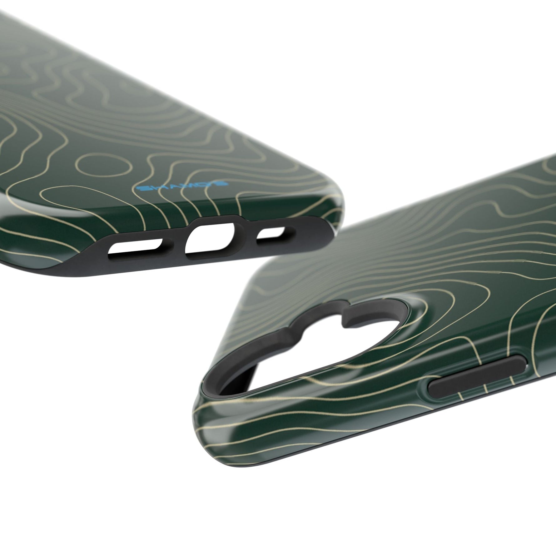 Topographic Green Magnetic Impact-Resistant iPhone Case | MagSafe compatible  Shamo's