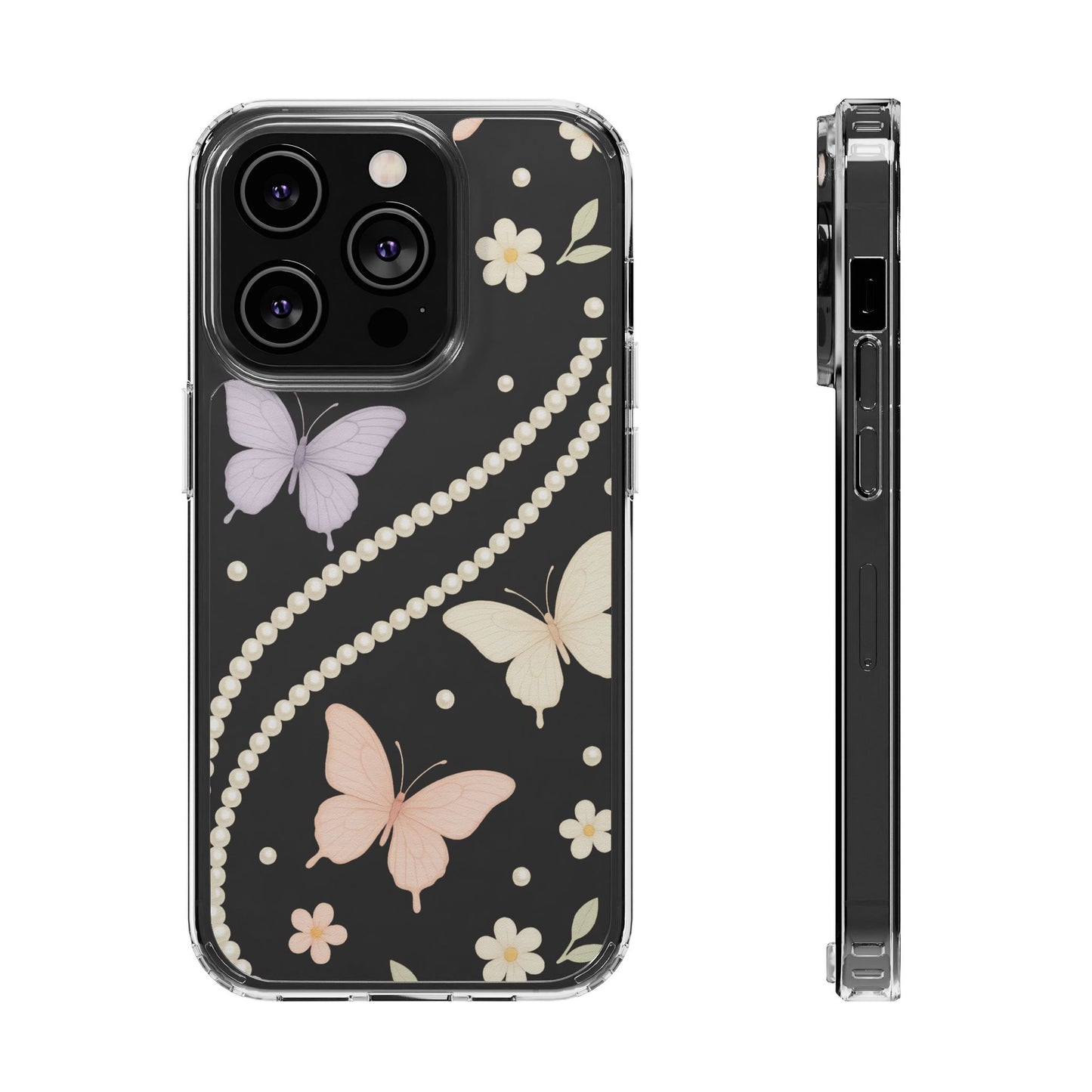 Butterfly Pearl Impact-Resistant Clear iPhone Case - Shamo's