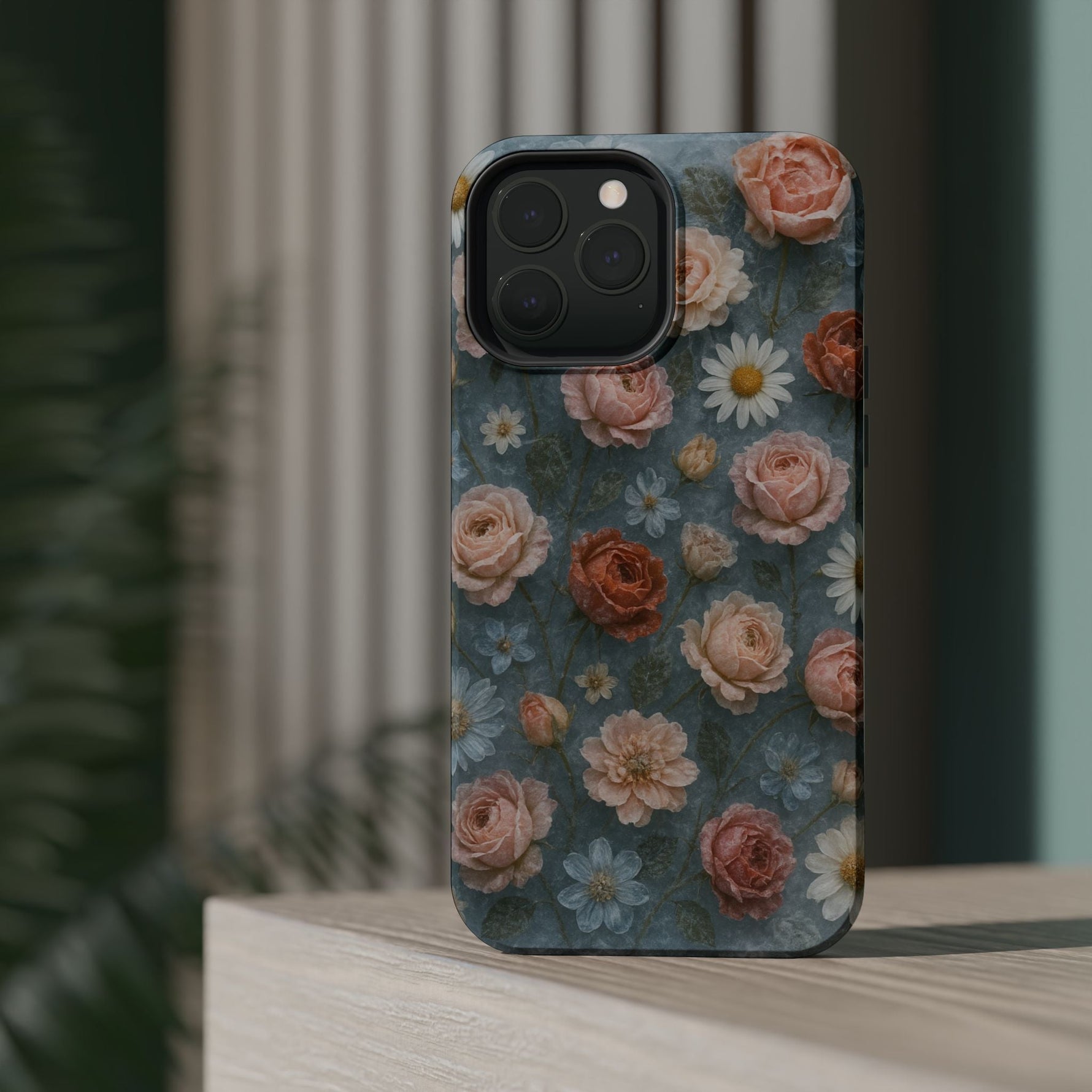 Frozen Floral Vintage Roses & Daisies iPhone Case with MagSafe compatibility  Shamo's