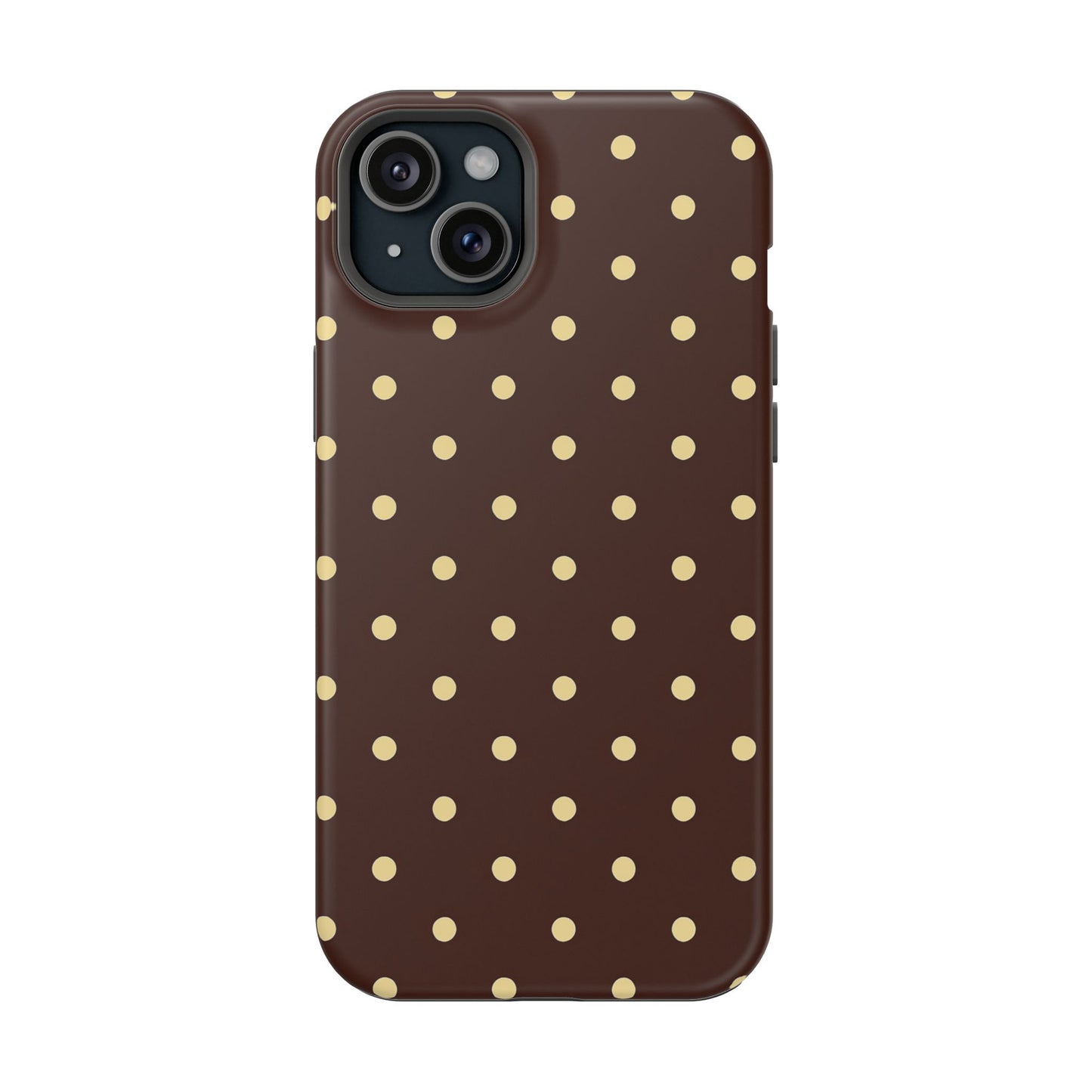 Polka Dot iPhone Case — Brown & Cream Protective Cover with MagSafe compatibility