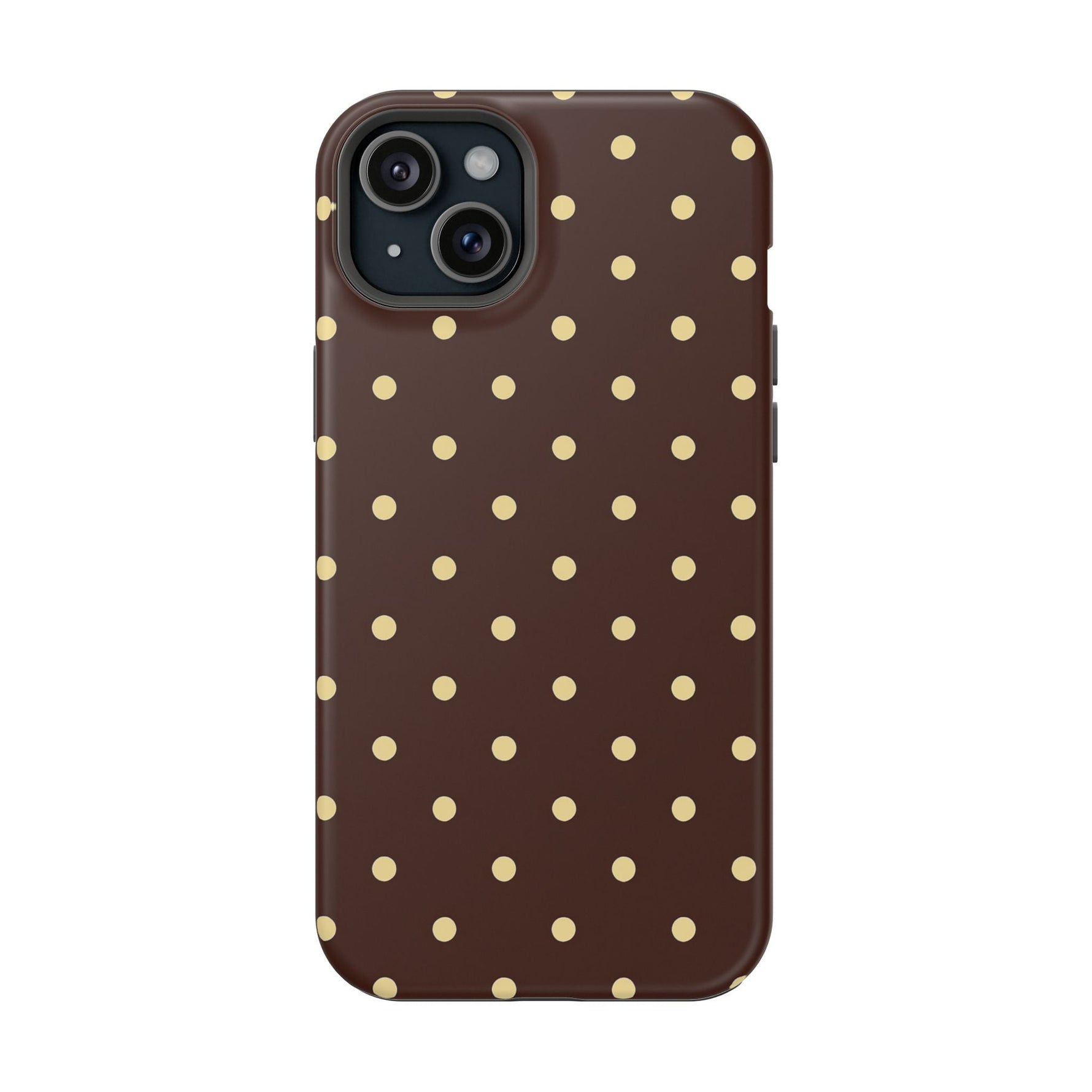 Polka Dot iPhone Case — Brown & Cream Protective Cover with MagSafe compatibility  Shamo's iPhone 15 Plus / Matte