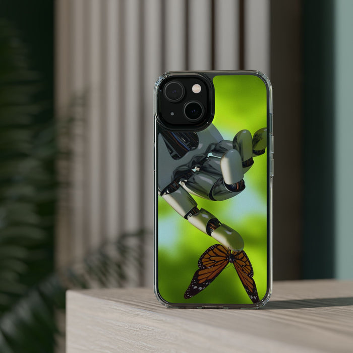 Clear Phone Cases with Robotic hand and Butterfly theme