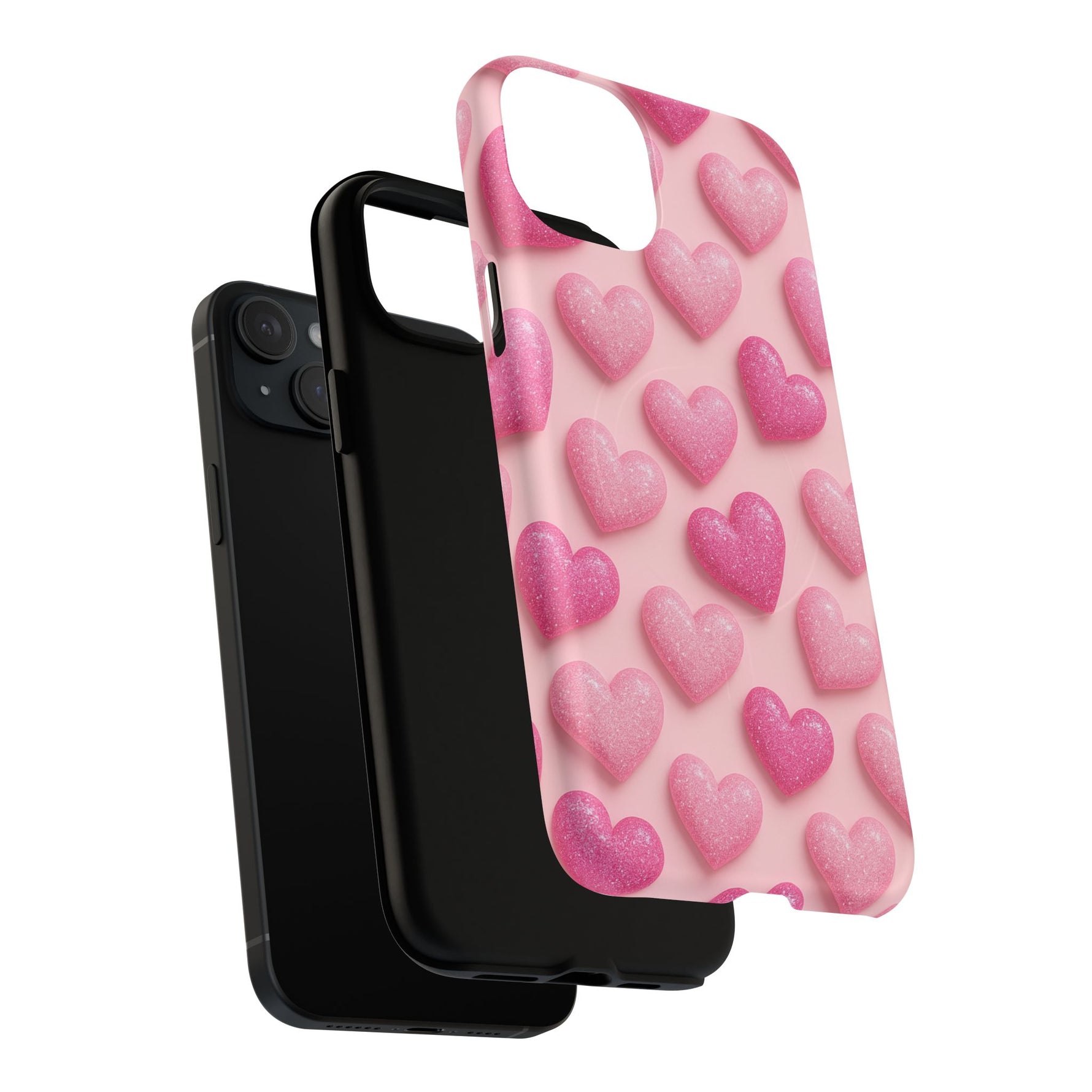 Barbiecore Glitter Hearts iPhone Case | MagSafe - Shamo's