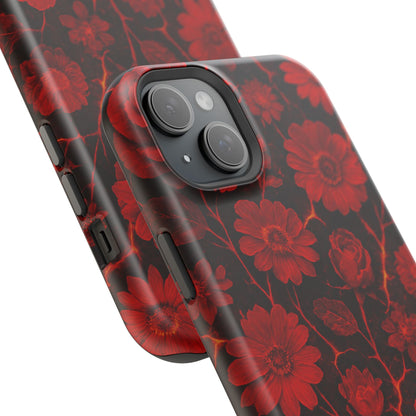 Melted Lava Dark Red Floral iPhone Case — MagSafe Compatible  Shamo's