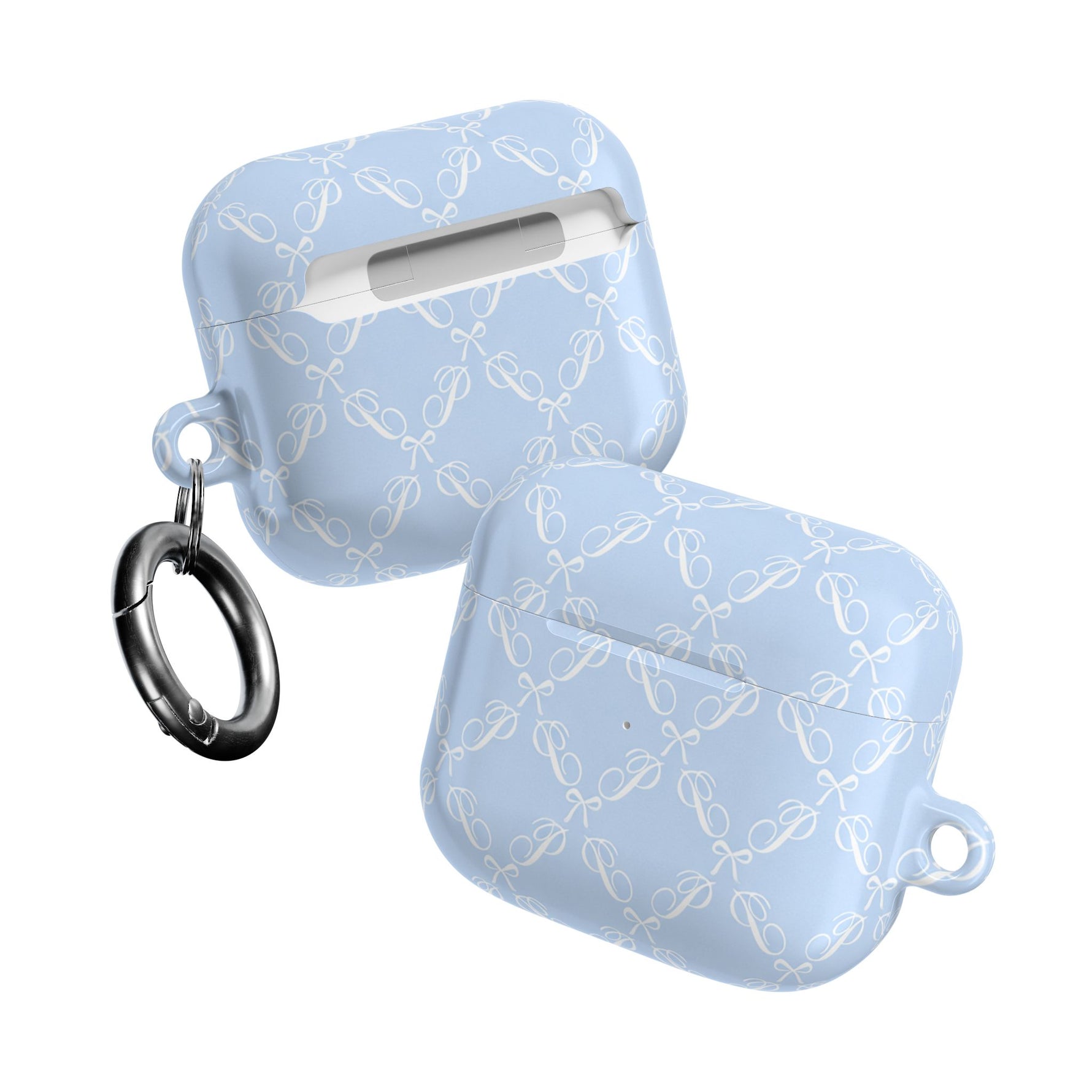Pastel Blue Bow Pattern AirPod Case — Elegant Bow Pattern Protective Cover