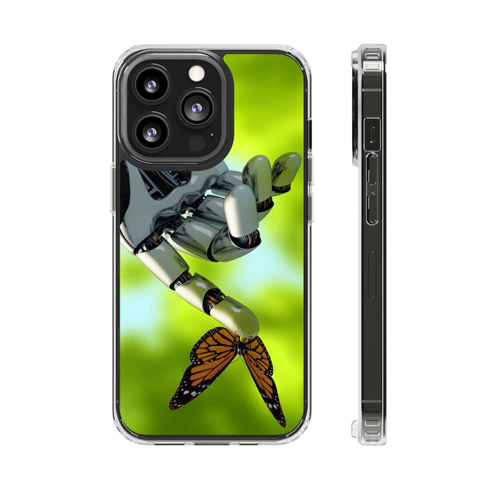 Clear Phone Cases with Robotic hand and Butterfly theme