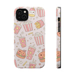 Kawaii Snack Pattern Magnetic Phone Case, Cute Popcorn, Burger & Soda Design with MagSafe Compatibility