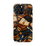 Vintage Books & Graduation Caps MagSafe Phone Case, Impact-Resistant Graduation Gift - iPhone 15 Pro Max / Glossy - Shamo's