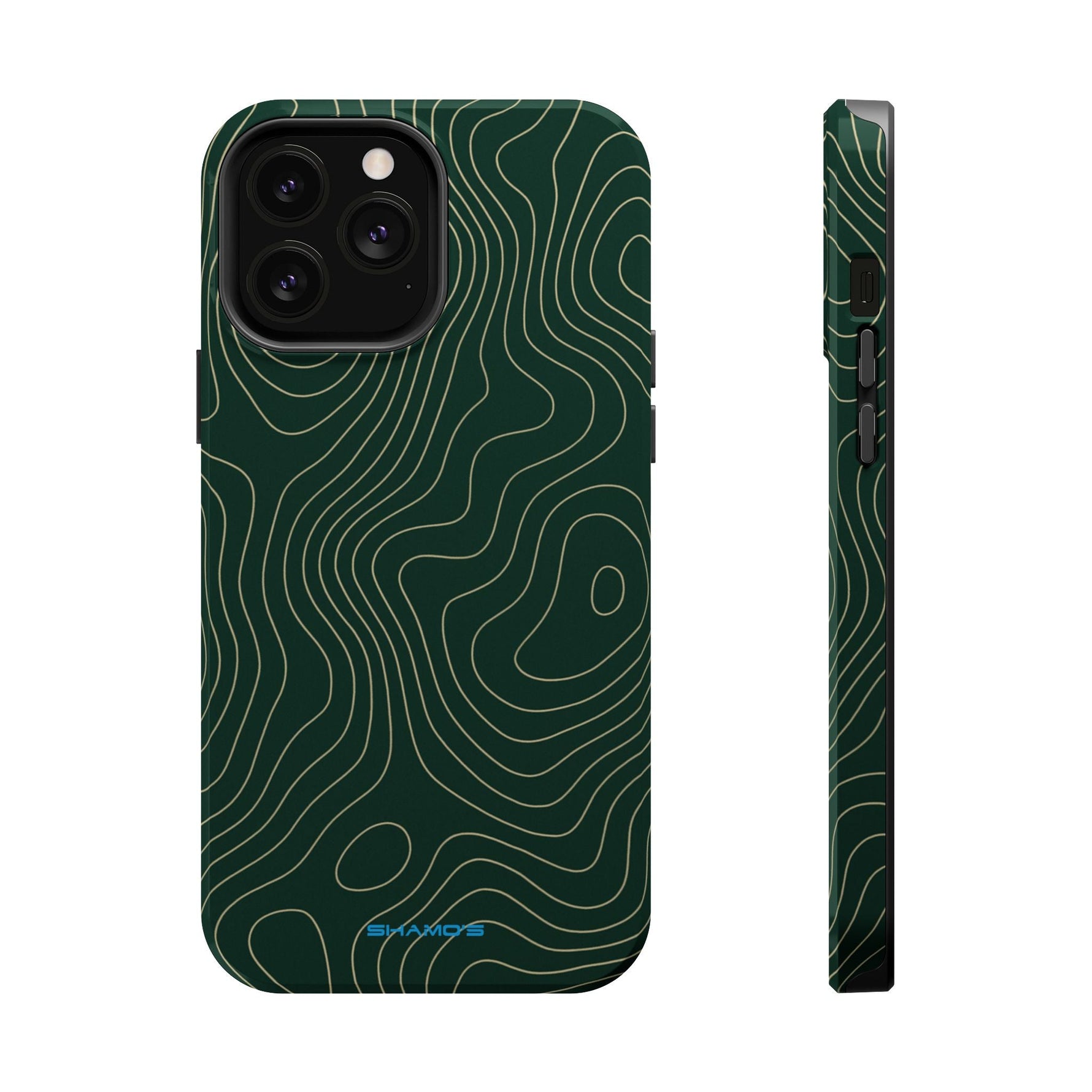 Topographic Green Magnetic Impact-Resistant iPhone Case | MagSafe compatible  Shamo's iPhone 13 Pro Max / Glossy