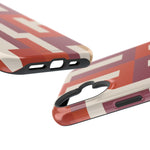 Retro Geometric Magnetic MagSafe Compatible Impact Phone Case — Bold Red & Terracotta Pattern