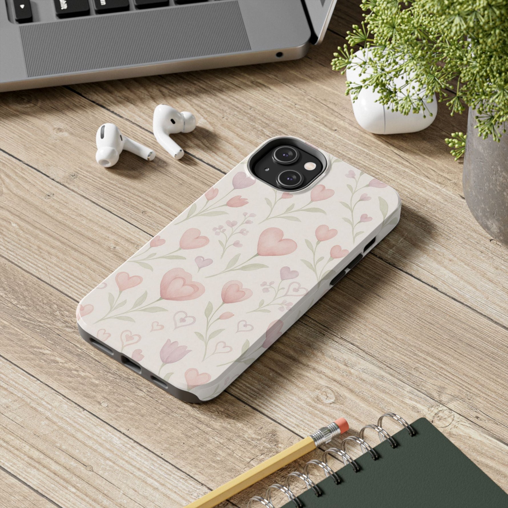 Pink Watercolor Heart Floral Pattern | Tough Impact Phone Case  Shamo's