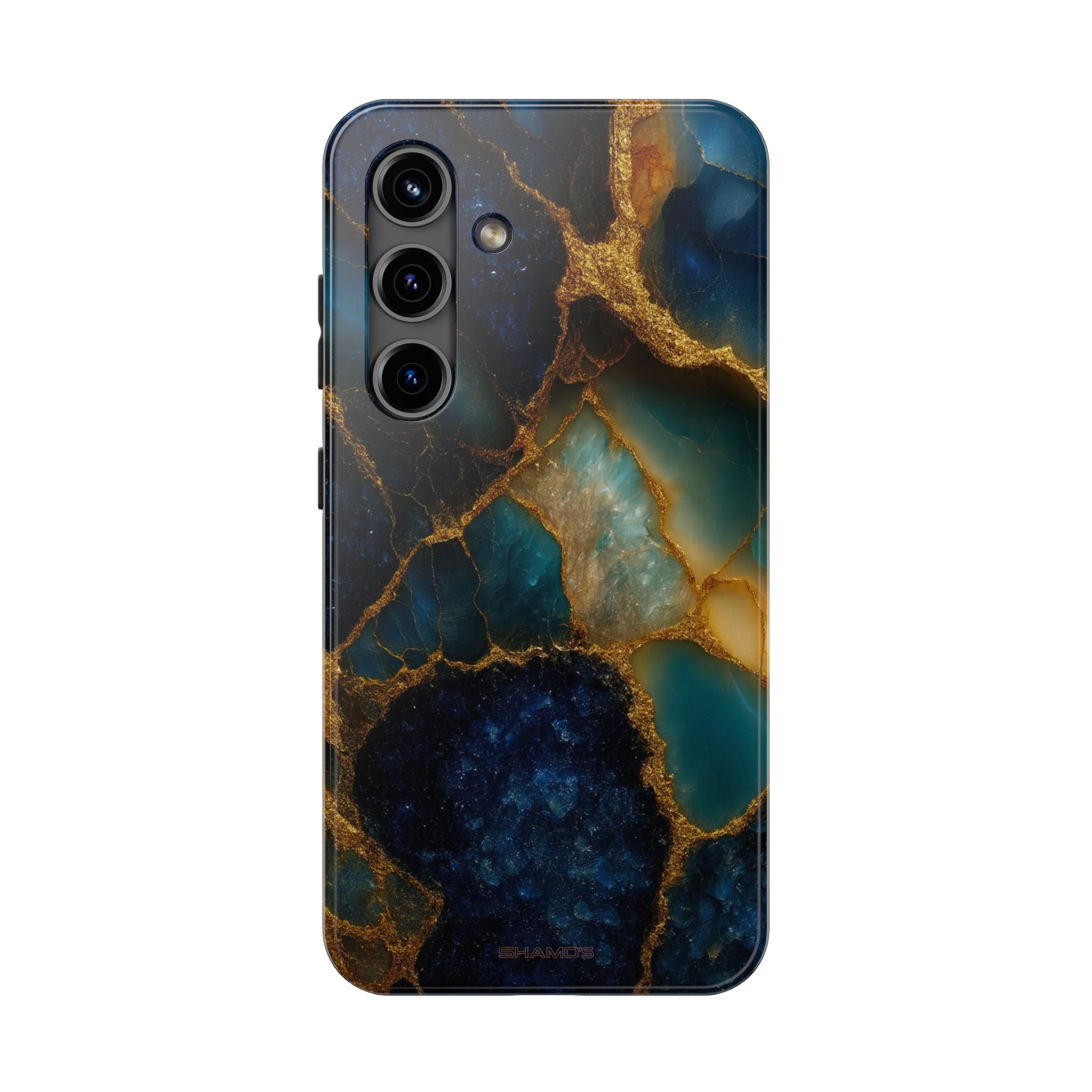 Blue Gold Agate Tough Phone Case Marble Stone Design - Samsung Galaxy S24 - Shamo's