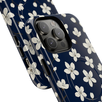 Navy Blossom Floral iPhone Case | MagSafe