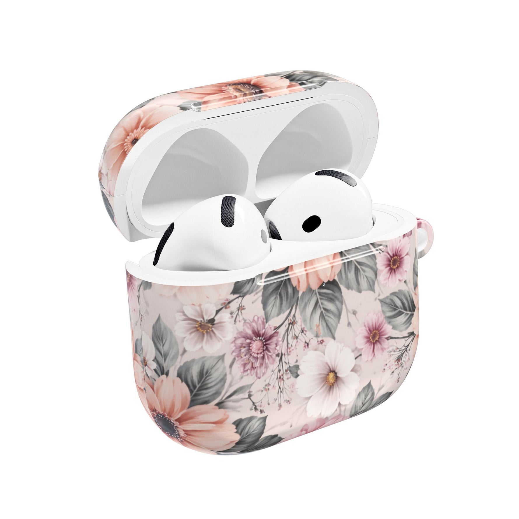 Floral Pink Vintage AirPod Case — Pastel Flower Protective Cover - AirPods Pro Gen 1 / White / Glossy - Shamo's