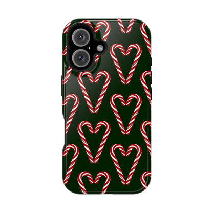 Candy Cane Heart MagSafe Impact-Resistant iPhone Case