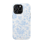 Preppy Look Blue Floral Impact-Resistant Phone Case and MagSafe Compatible
