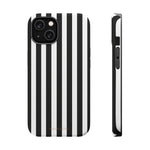 Striped MagSafe Compatible Magnetic Impact-Resistant Phone Case | Black & White Vertical Stripe (Noir Blanc) - iPhone 14 / Matte - Shamo's