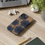 Navy Floral Tough iPhone Case — Durable Protective Case with Blue Flowers on Kraft Background  Shamo's