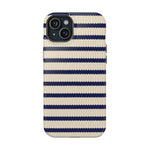 Navy & Cream Ribbed Holiday Sweater Design iPhone Case with MagSafe compatibility  Shamo's iPhone 15 Plus / Glossy