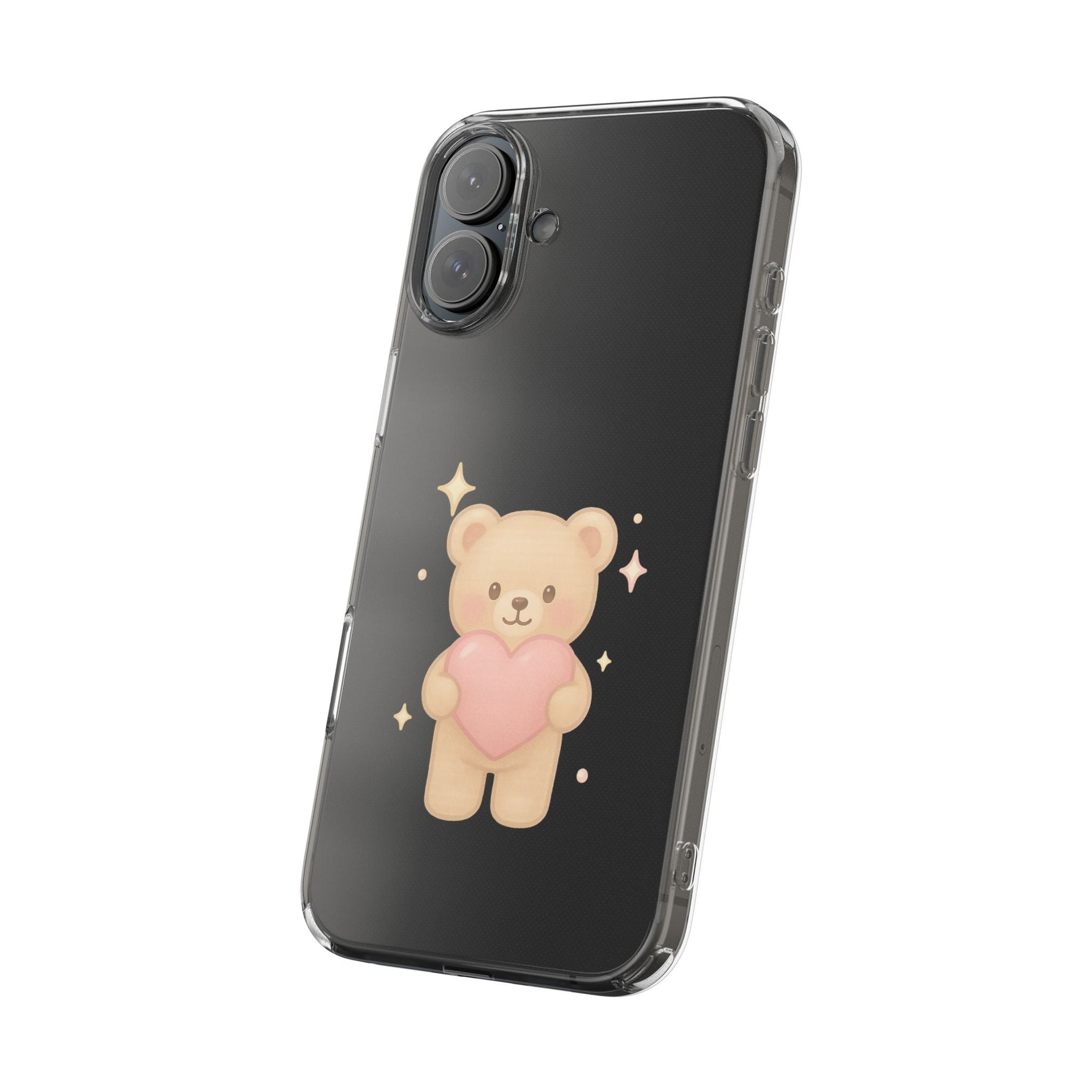 Romantic Teddy Bear Impact-Resistant iPhone Case with Heart Design  Shamo's