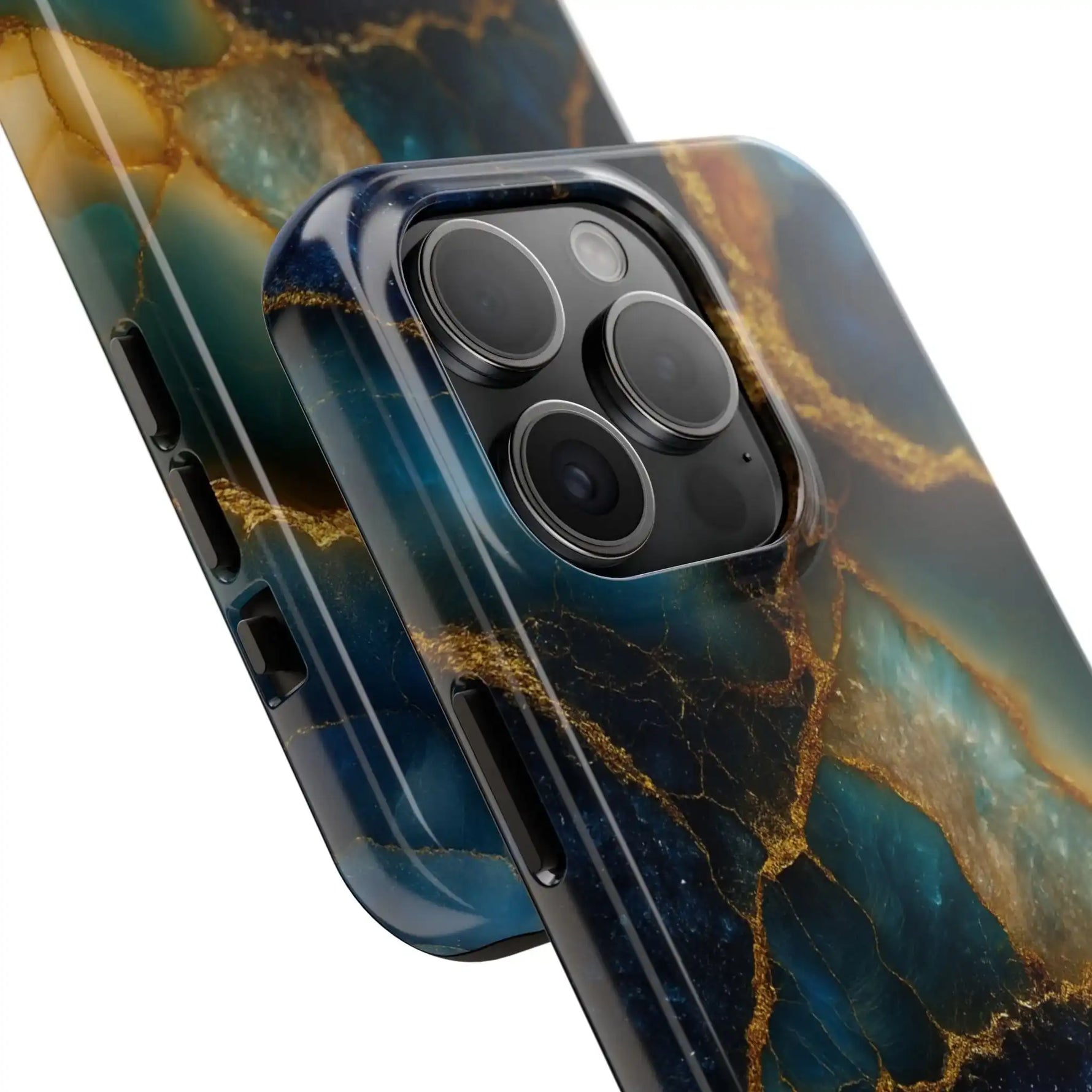 Blue Gold Agate Tough Phone Case Marble Stone Design  Shamo's