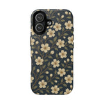 Navy Cherry Blossom Floral iPhone Case - Compatible with MagSafe - Shamo's
