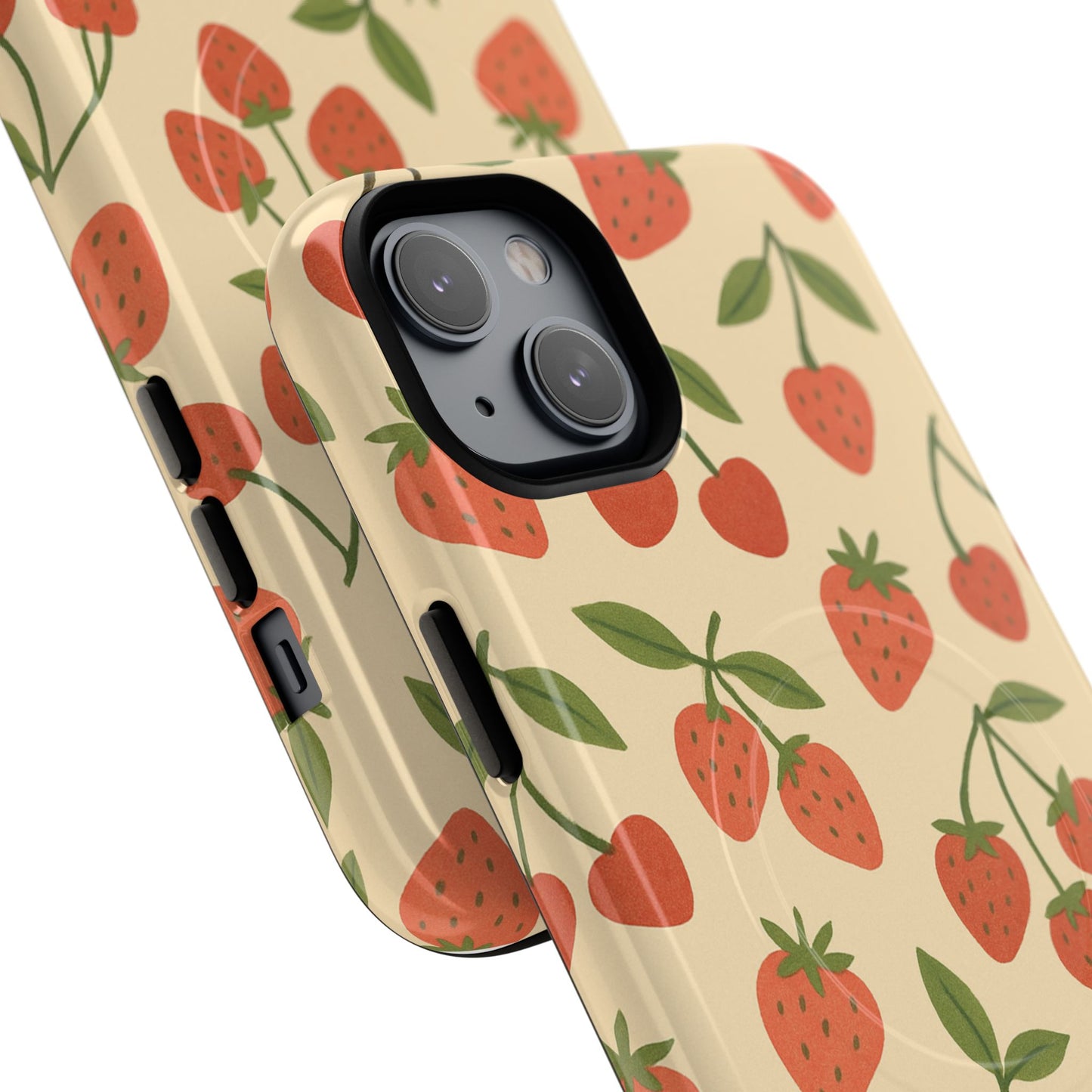 Strawberry Cherry Fruit Pattern iPhone Case | MagSafe Compatible