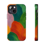 Abstract Color Wave Tough Phone Case — Bold Orange & Green Protective Phone Cover  Shamo's iPhone 13 Mini