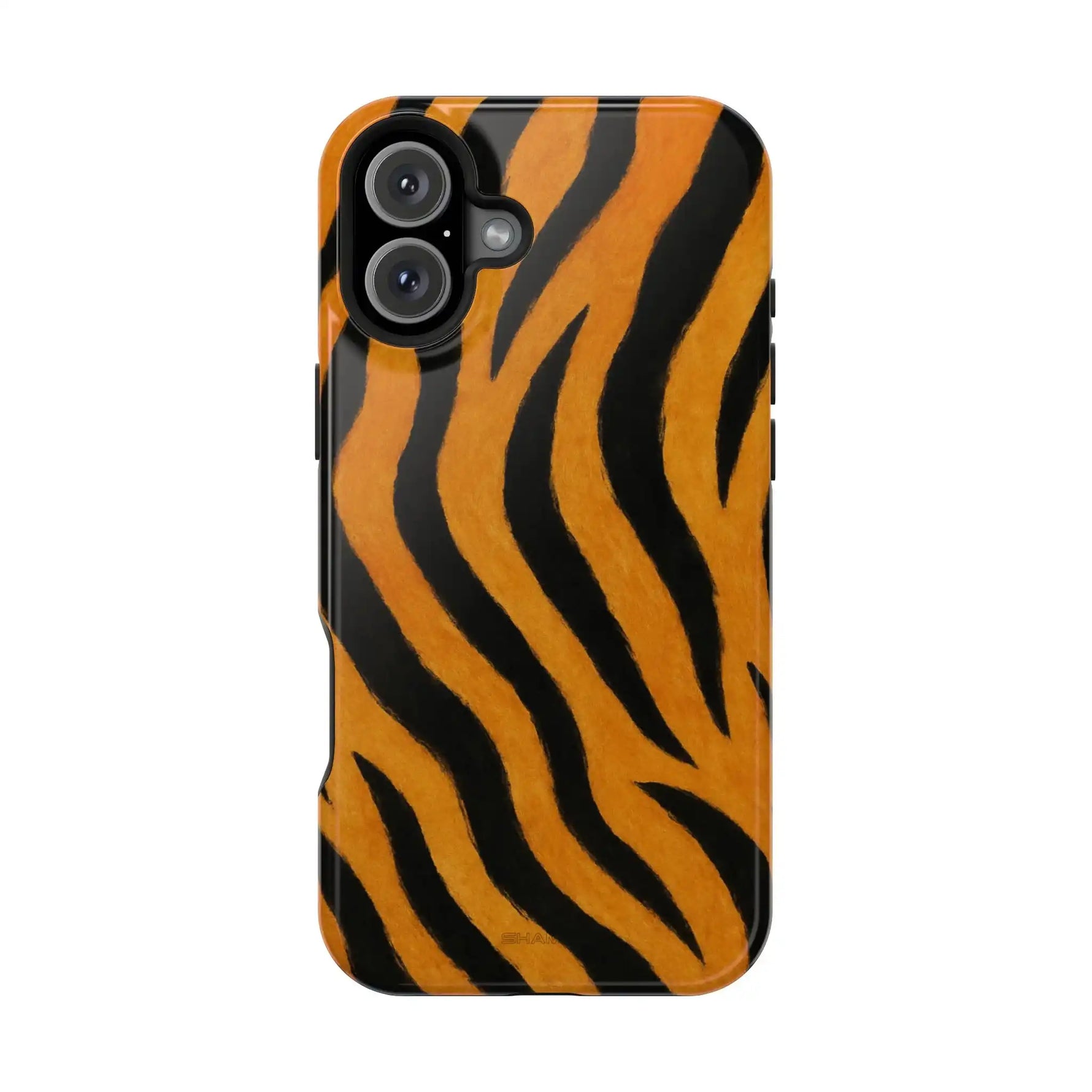 Tiger print protective phone case for iPhone with dual camera variant size