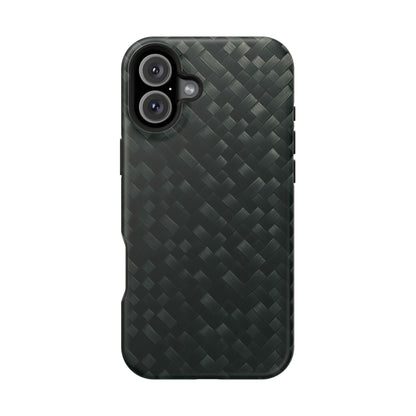 Dark Carbon Fiber Texture Magnetic Impact-Resistant iPhone Case | MagSafe compatible  Shamo's iPhone 16 Plus / Matte