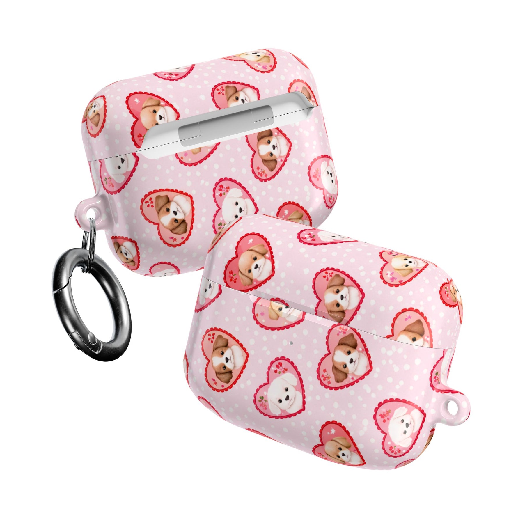 Puppy Hearts AirPod Case, Pink Valentine Pet Pattern